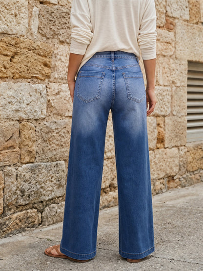 Denim Wide Leg Straight Leg High Waisted Jeans