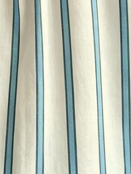 Striped Lantern Sleeves Collared Casual Blouse