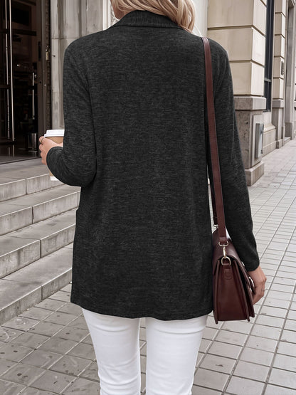 Casual Pocketed Long Sleeve Open Front Jacket