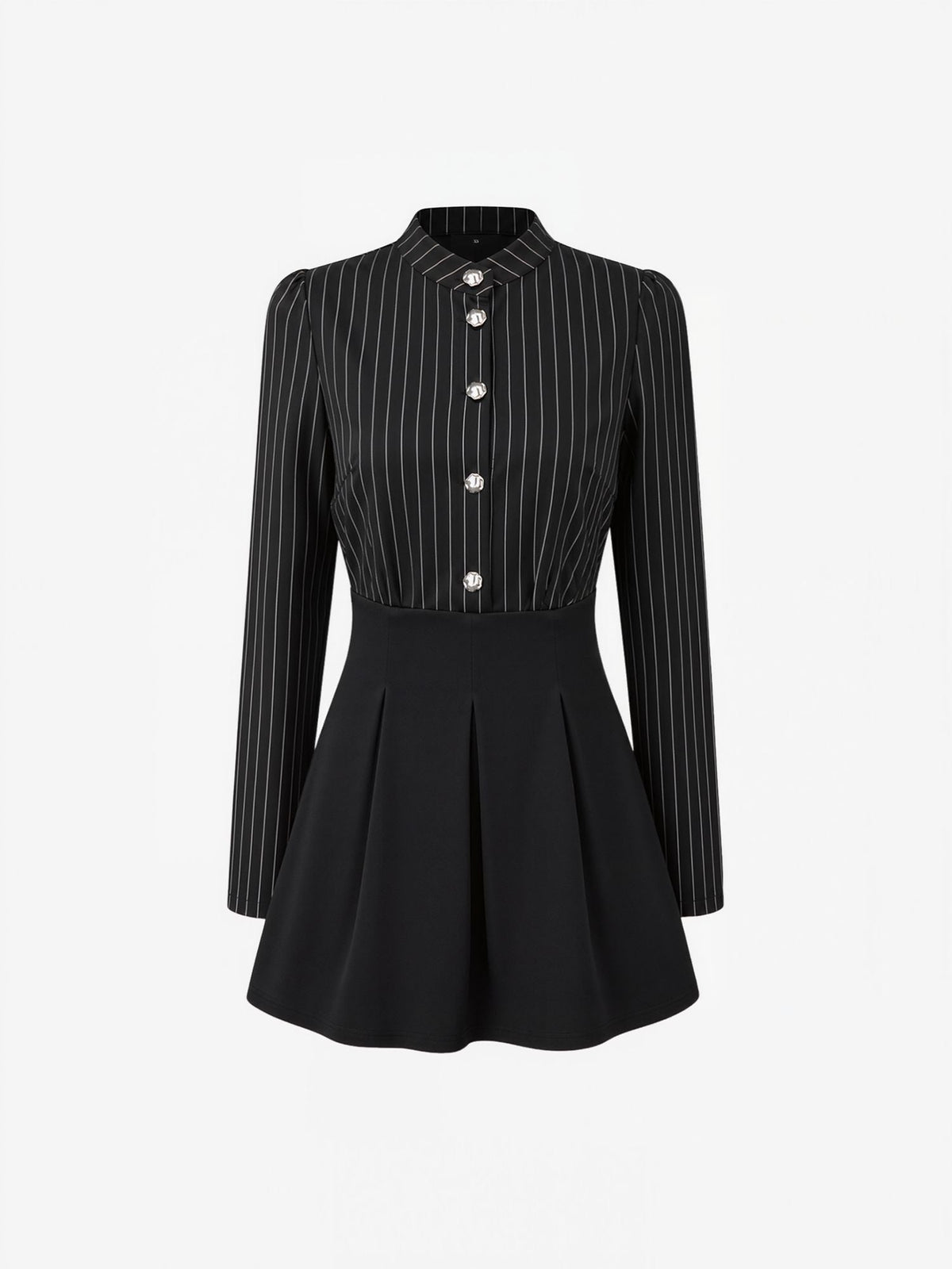 Striped Patchwork Long Sleeve Peplum Blouse