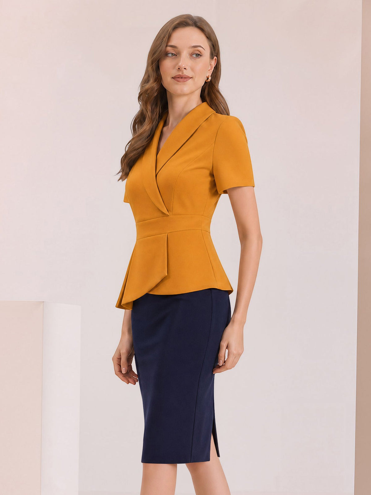 Colorblock Patchwork Short Sleeves Midi Sheath Dress