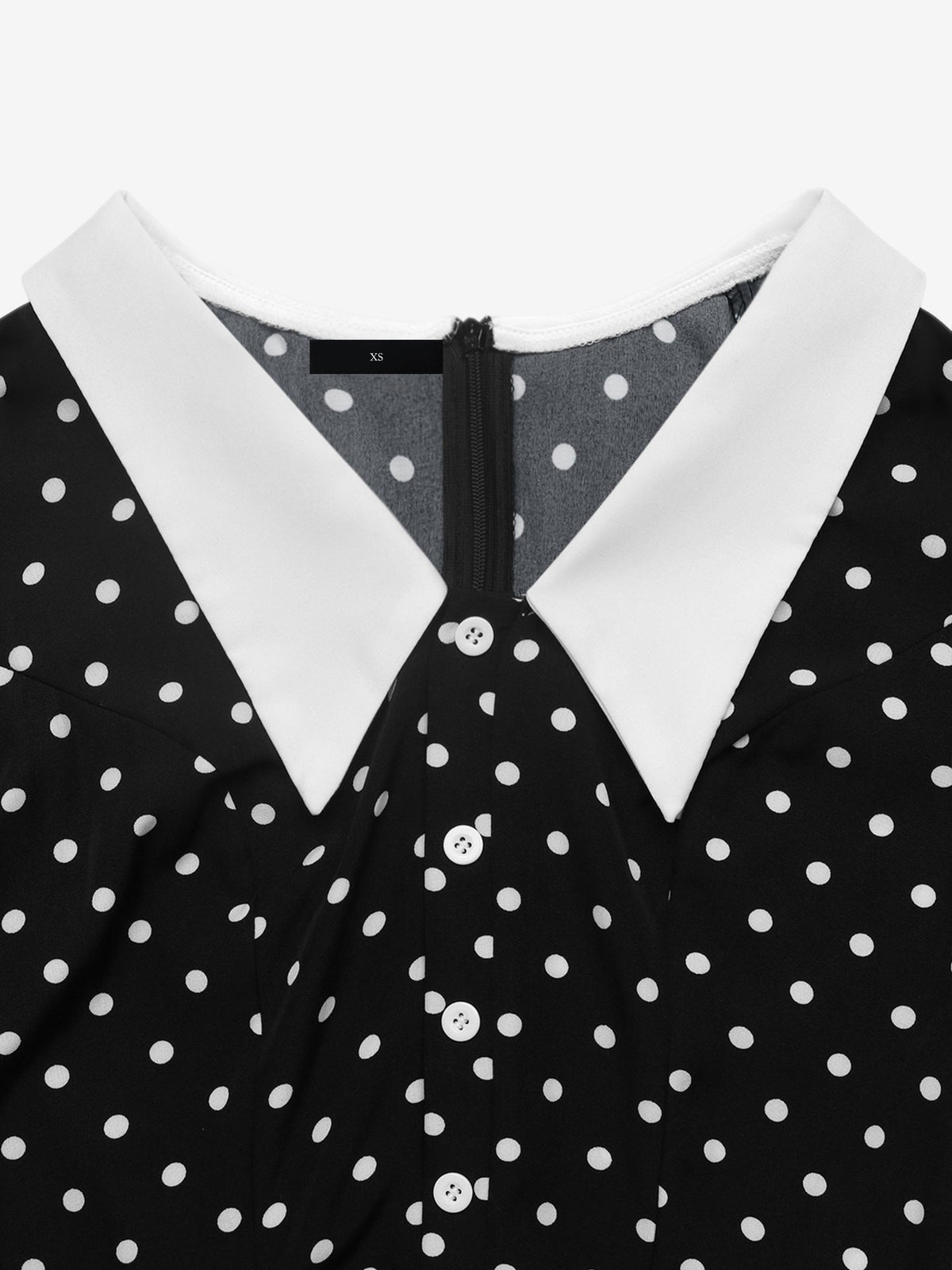 Polka Dot Puff Long Sleeves A-Line Mini Skater Dress