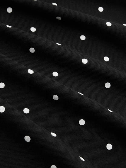 Boat Neck Bell Sleeves Polka Dots Mini Dress