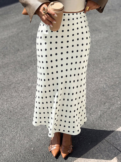Retro Style Polka Dot Midi Fishtail Skirt