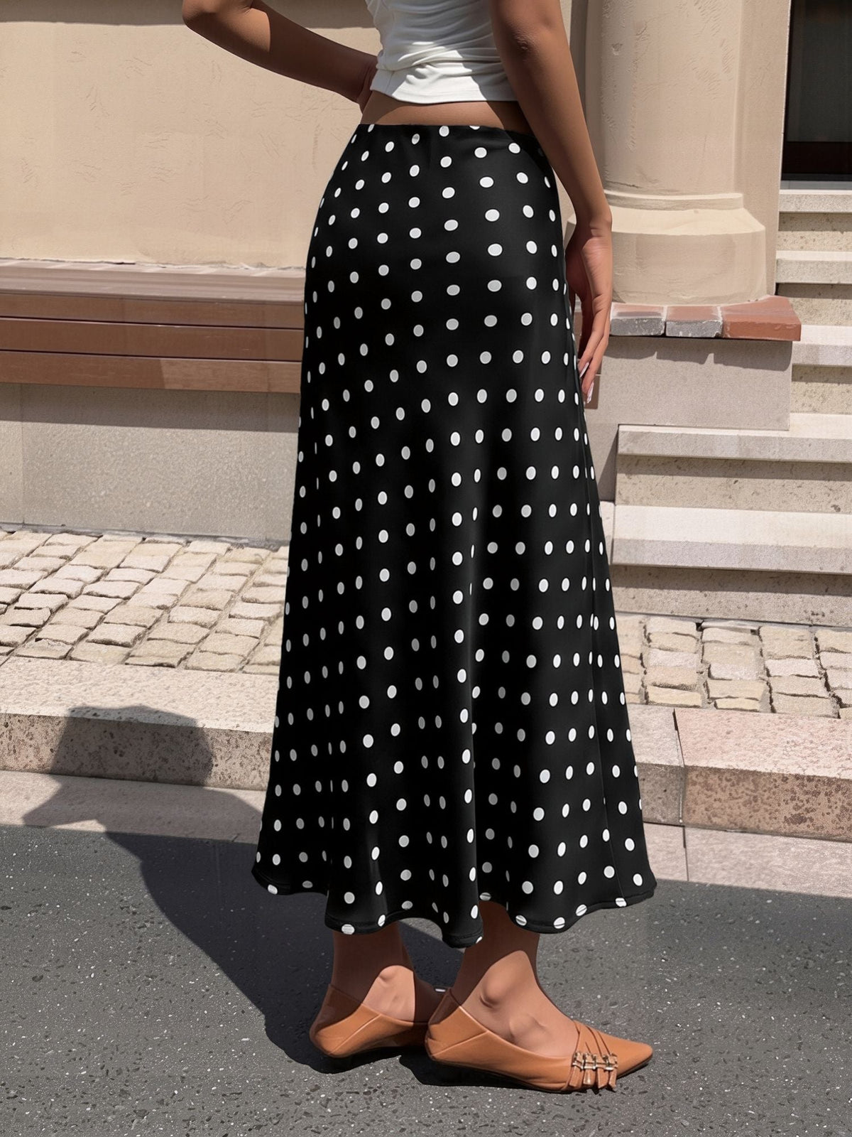 Retro Style Polka Dot Midi Fishtail Skirt