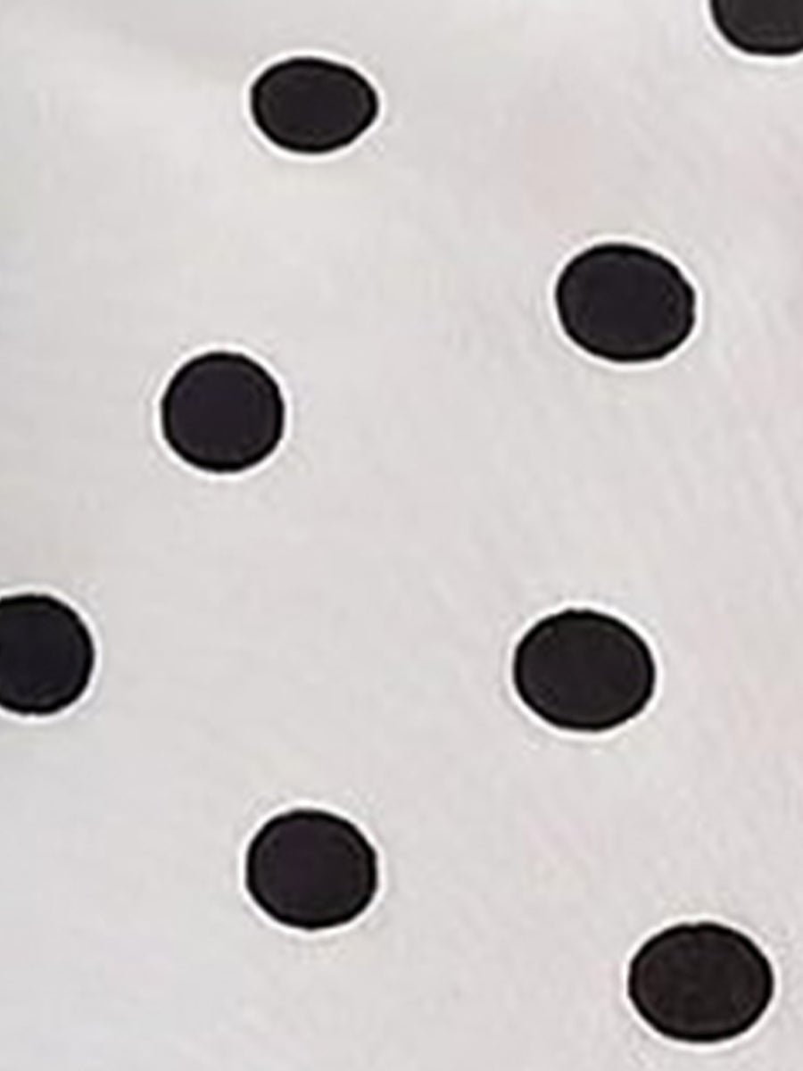 Mock Neck Sheer Polka Dot Long Sleeve Blouse