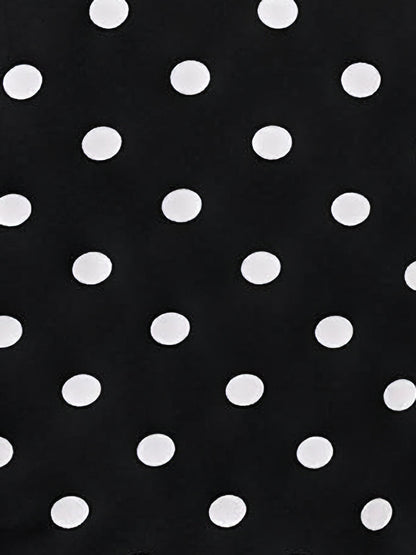 Crew Neck Long Sleeve Polka Dot Slim Fit T-Shirt