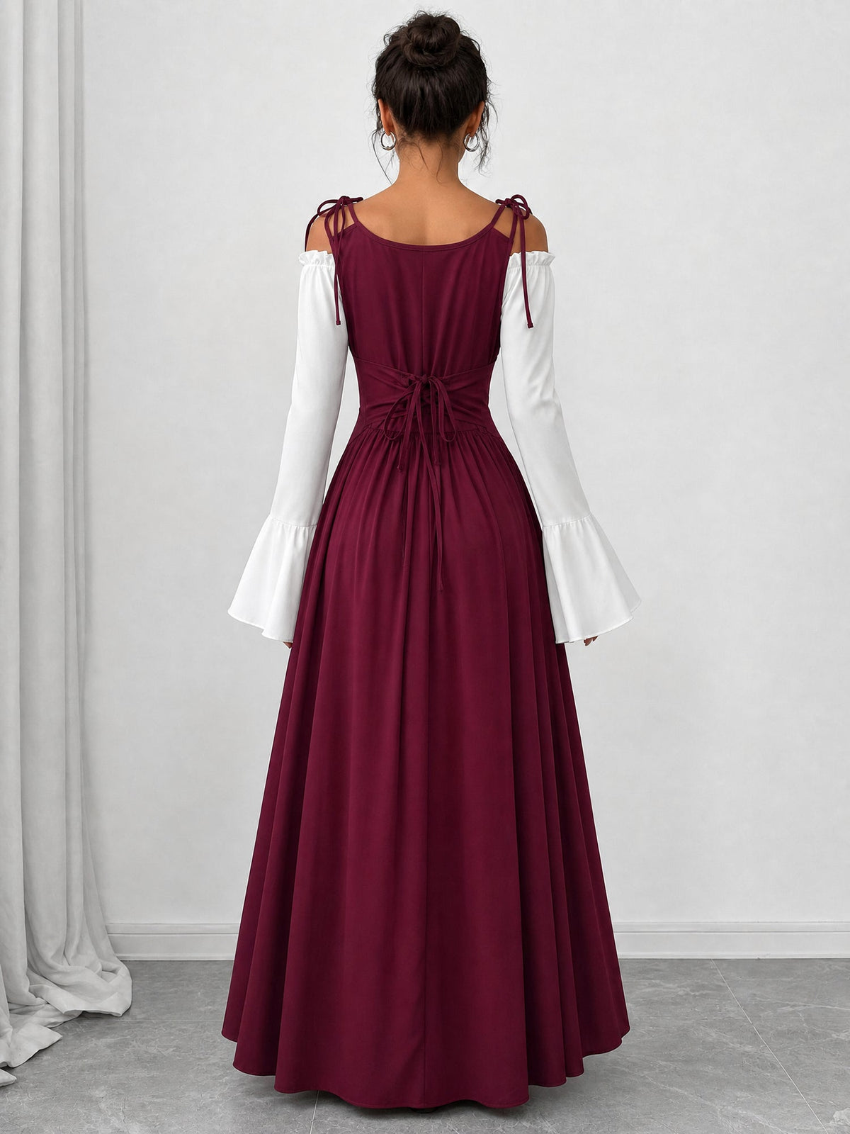 Halloween Costume Colorblock Retro Renaissance Dress