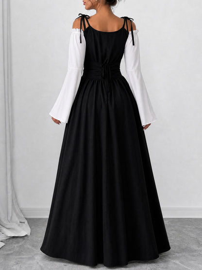 Halloween Costume Colorblock Retro Renaissance Dress