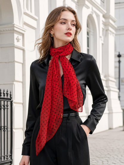 Polka Dot Chiffon Semi-Sheer Long Scarf
