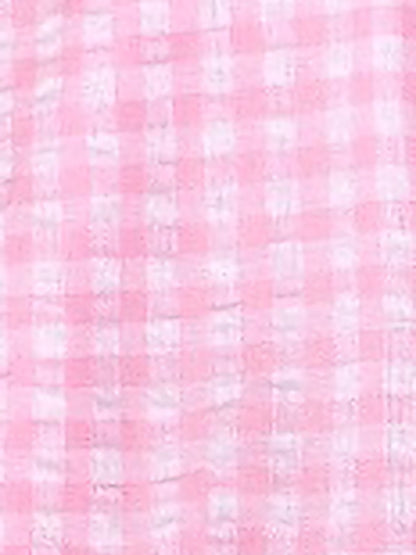 Gingham Sleeveless Lace-Up Ruffled Mini A-Line Dress
