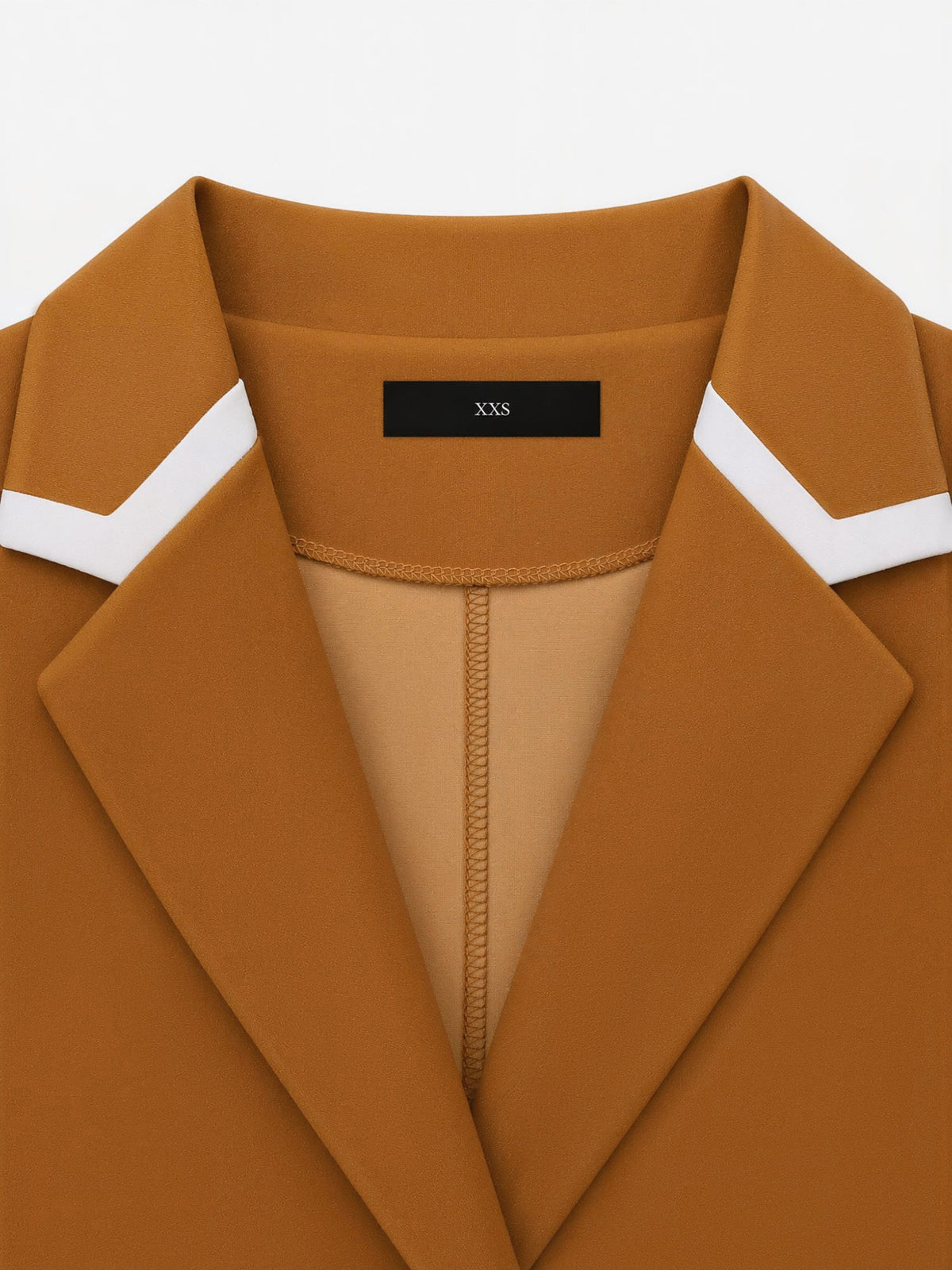 Notched Lapel Pleated Colorblock Belted Midi Dress