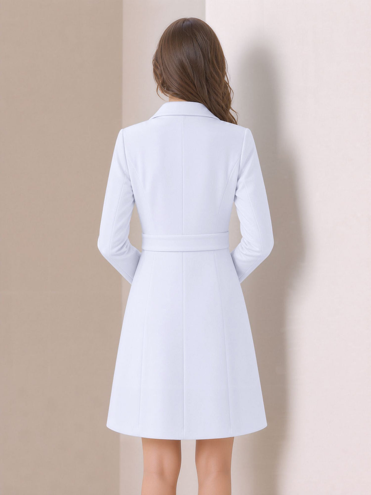 Notched Lapel Double-Breasted Belted Blazer Dress