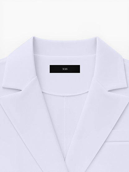 Notched Lapel Double-Breasted Belted Blazer Dress