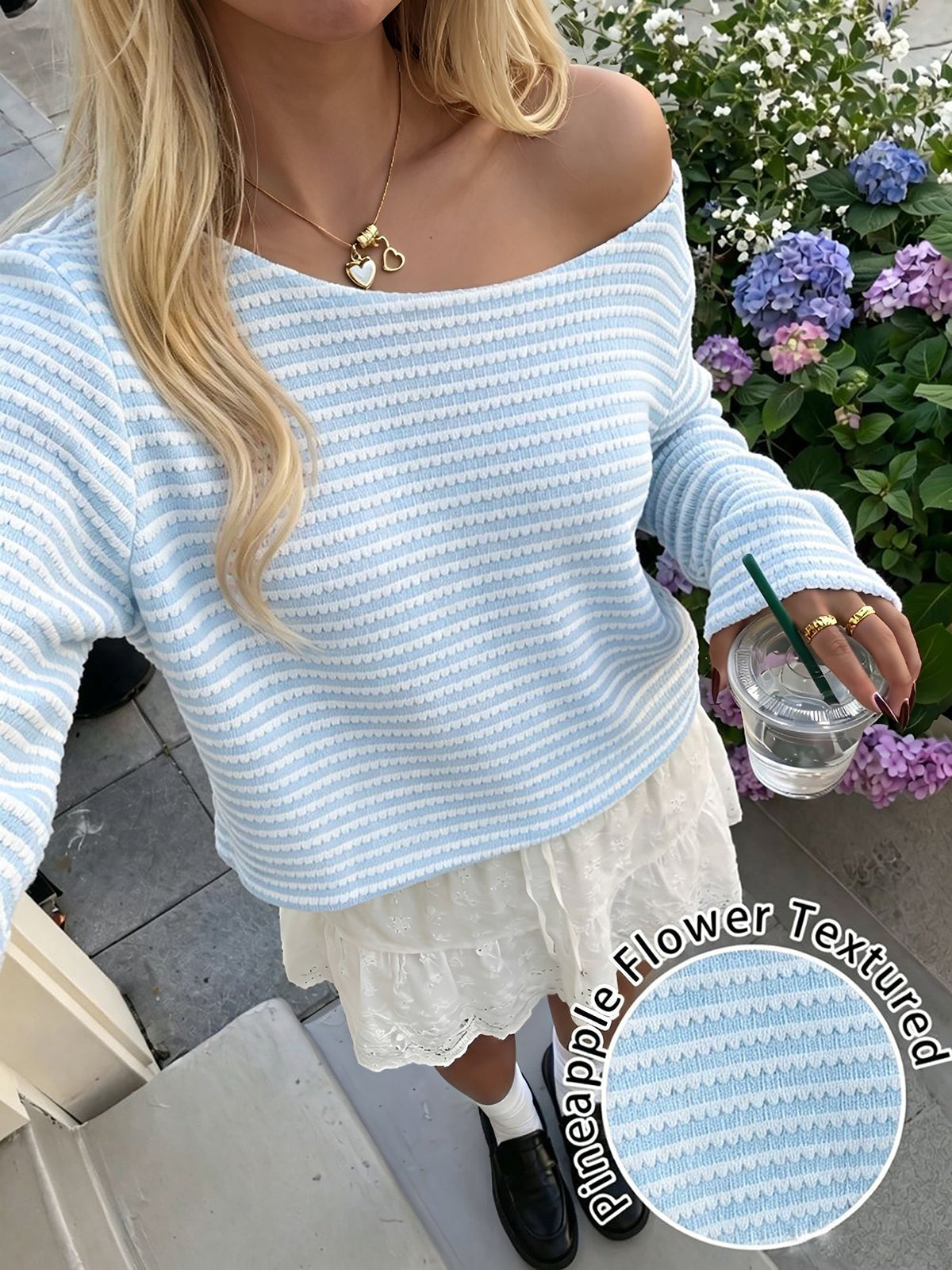 Striped One Shoulder Long Sleeves Blouse