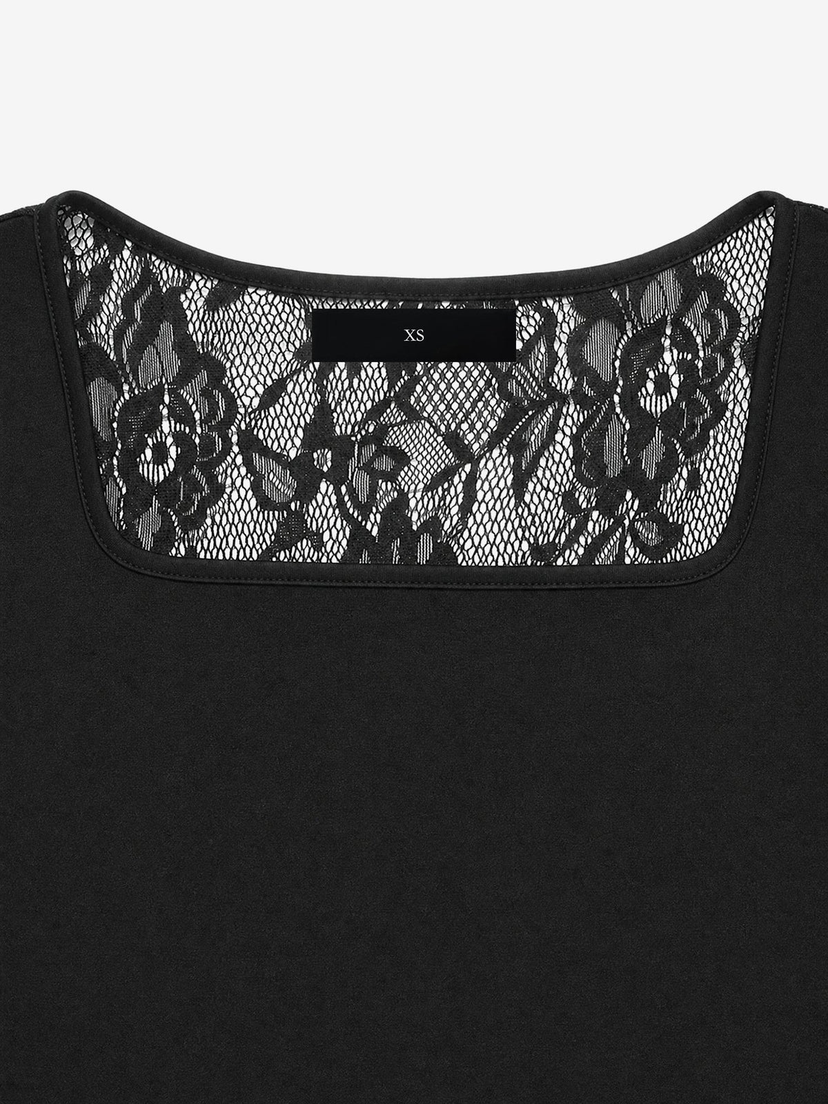 Square Neck Sheer Lace Long Sleeves A-Line Dress