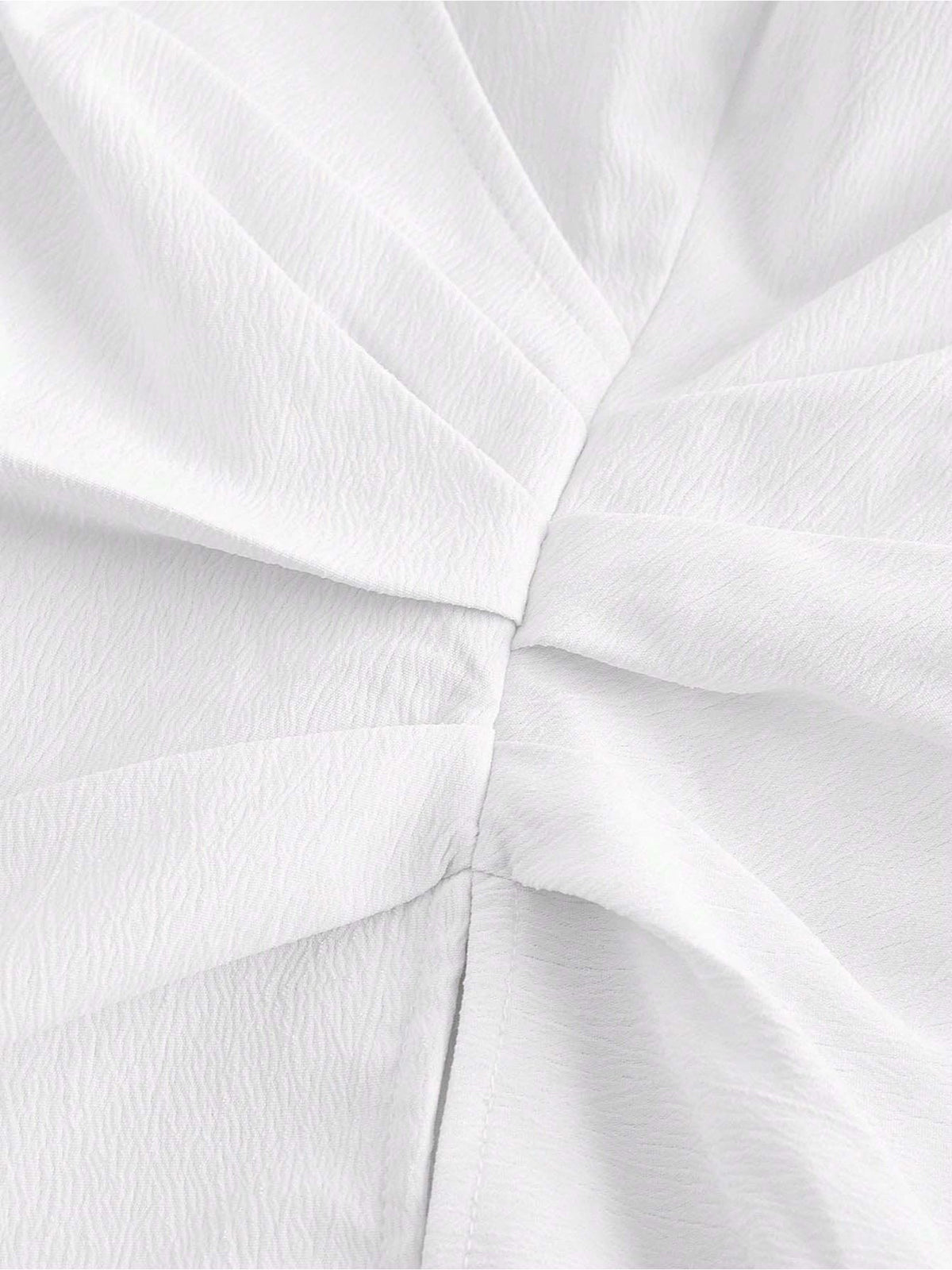 V Neck Puff Sleeves Ruched Cinched Waist Blouse