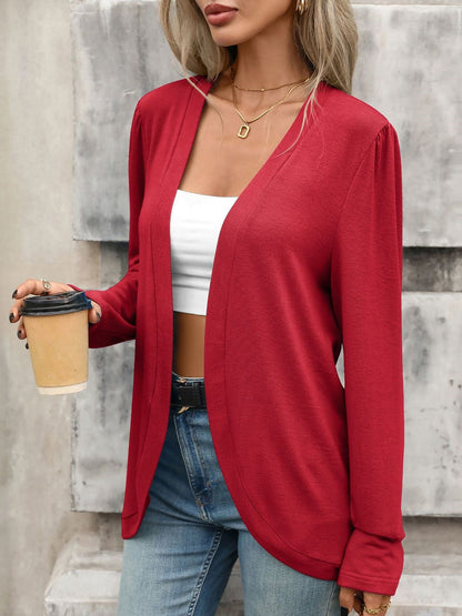 Solid Color Knitted Long Sleeve Casual Cardigan