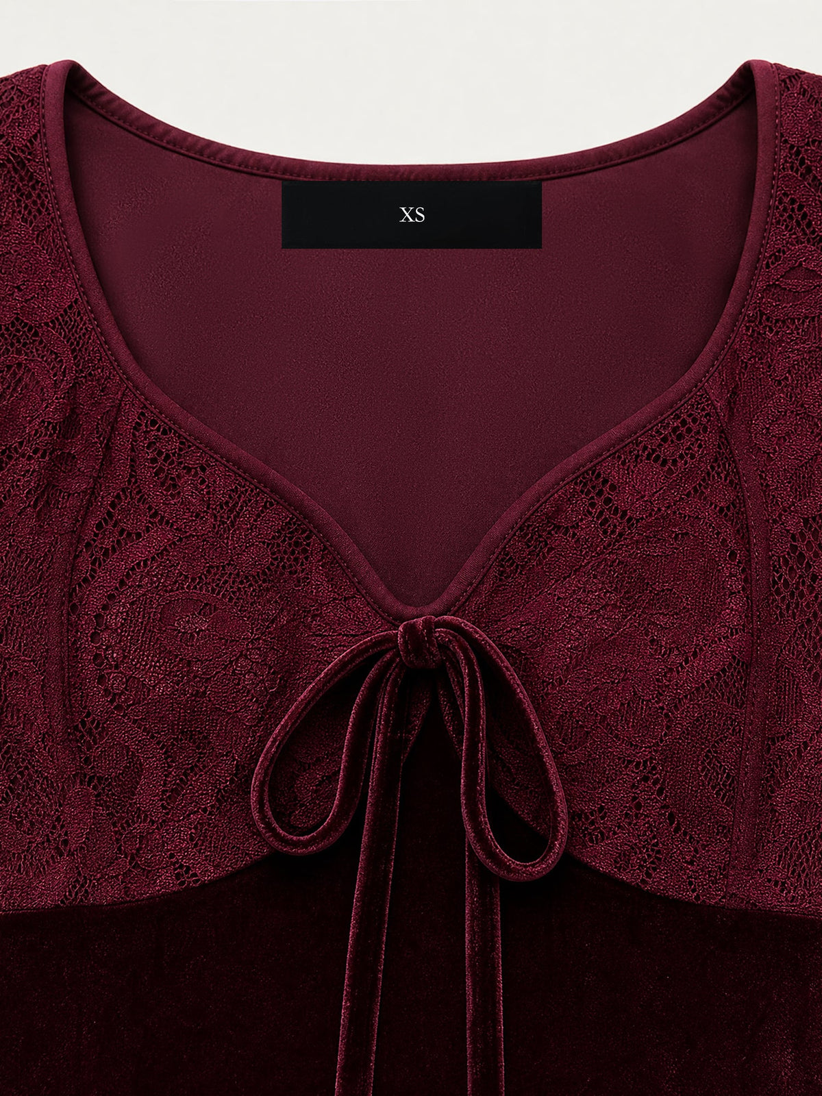 Lace Velvet Patchwork Bell Sleeves Mini A-Line Dress