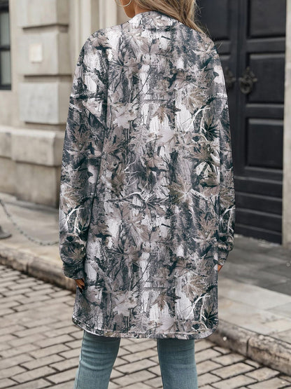 Printed Long Sleeves Open Front Casual Jacket