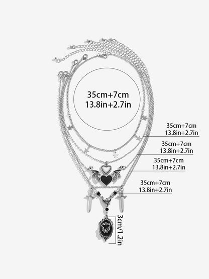 Steampunk Pendant Multi-Layer Halloween Necklace
