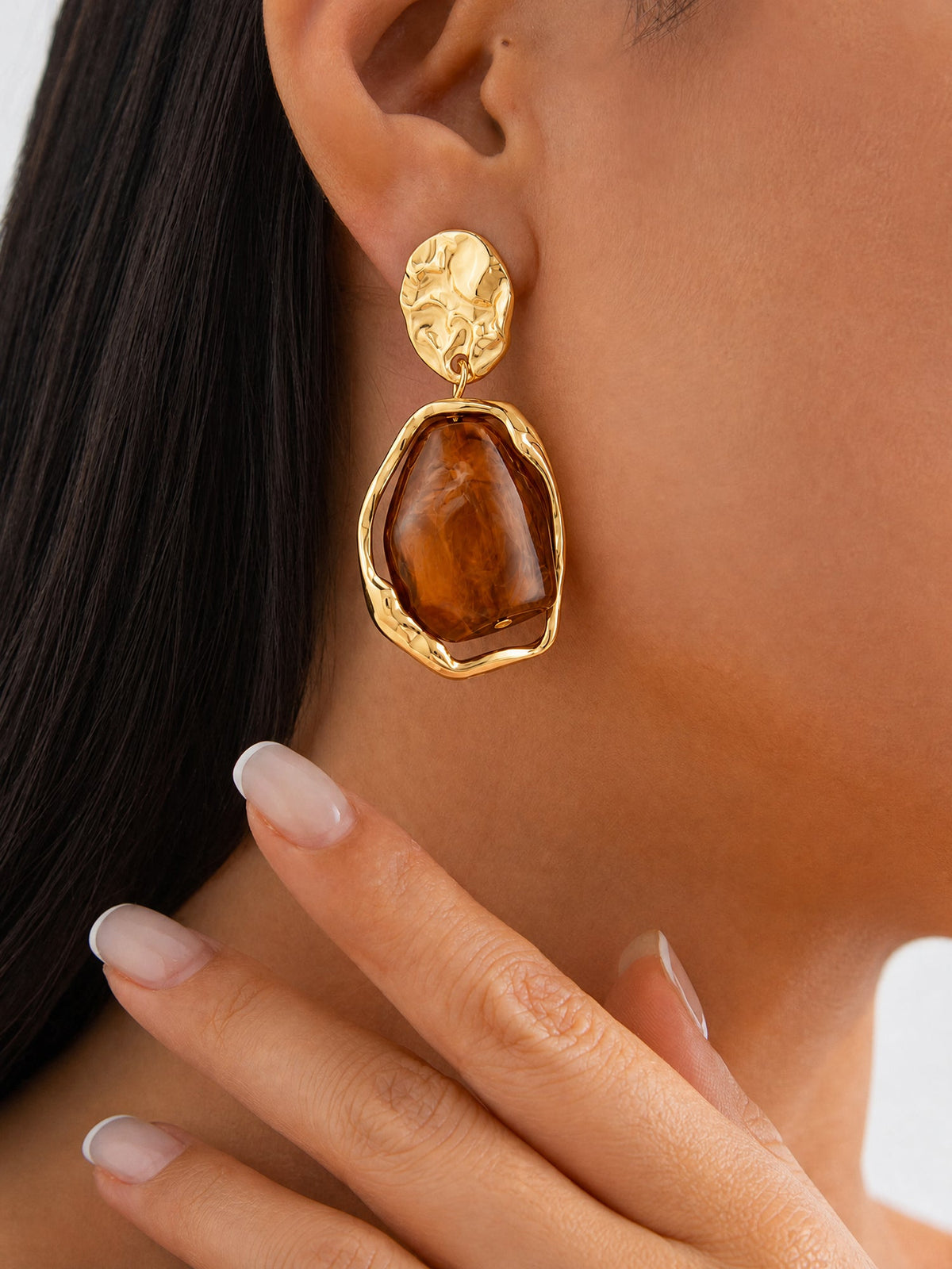Irregular Baroque Imitation Gemstone Earrings