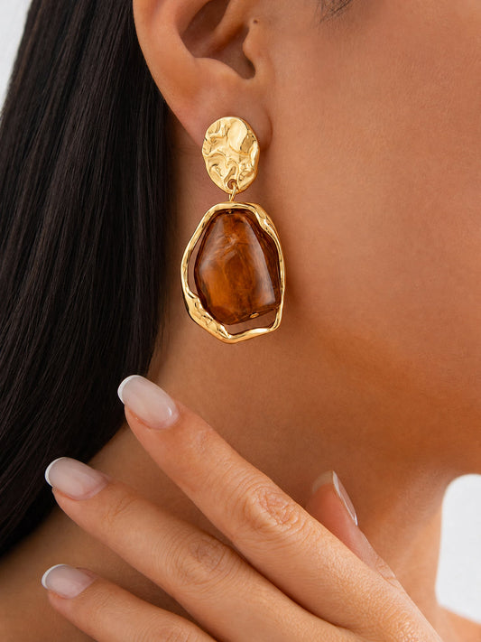 Irregular Baroque Imitation Gemstone Earrings